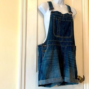 Gap Denim Bib Overalls Women's Large Blue Shortalls Pockets Y2K Country Coastal